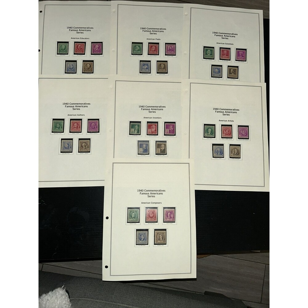Famous Americans Series 30 Unused Lot 1940 US Scott Stamps Stamp